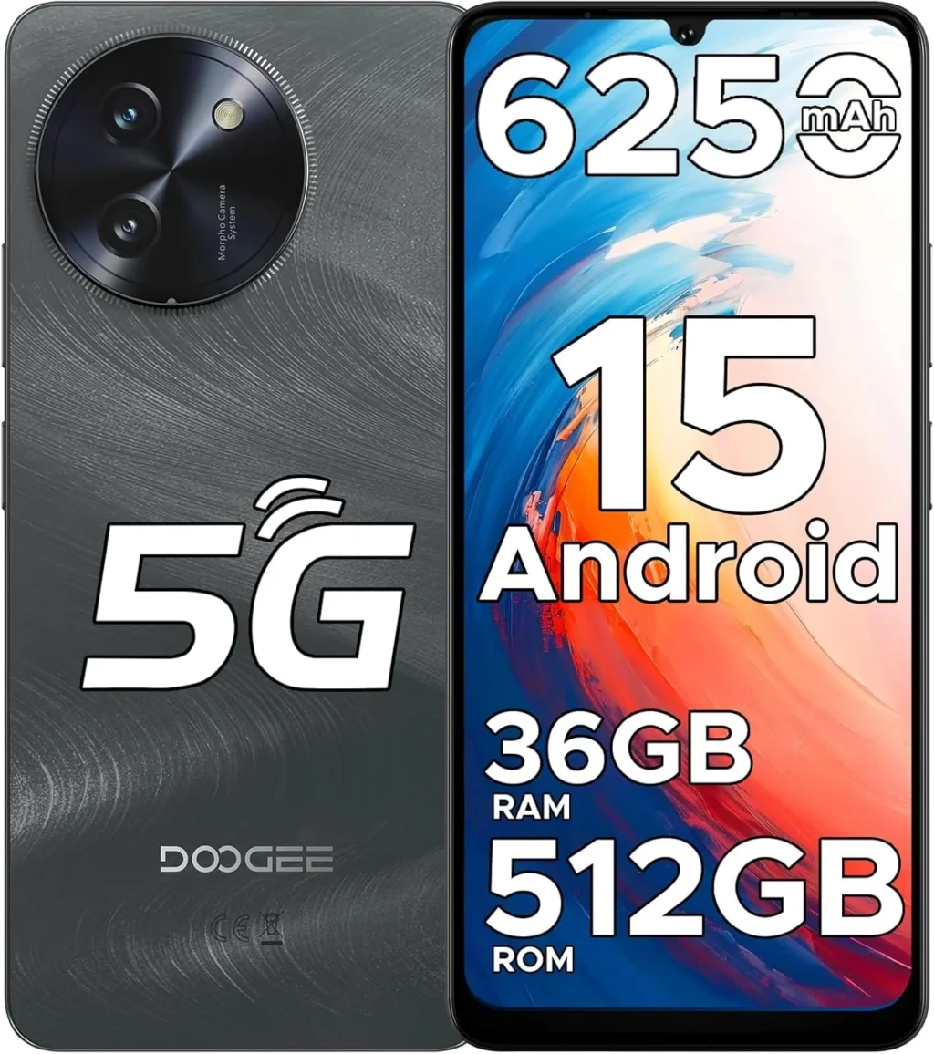 DOOGEE Note 59 Pro+ 5G Unlocked Android Phone, 36GB RAM 512GB Storage (2TB Expandable), 6.75" 120Hz Display, 50MP Camera, 6250mAh Battery, Dual SIM