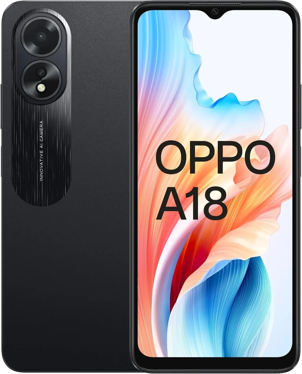 Oppo A18 Unlocked Smartphone: 128GB Storage, 4GB RAM, 4G LTE Dual SIM Glowing Black