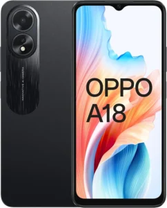 Oppo A18 Unlocked Smartphone: 128GB Storage, 4GB RAM, 4G LTE Dual SIM Glowing Black