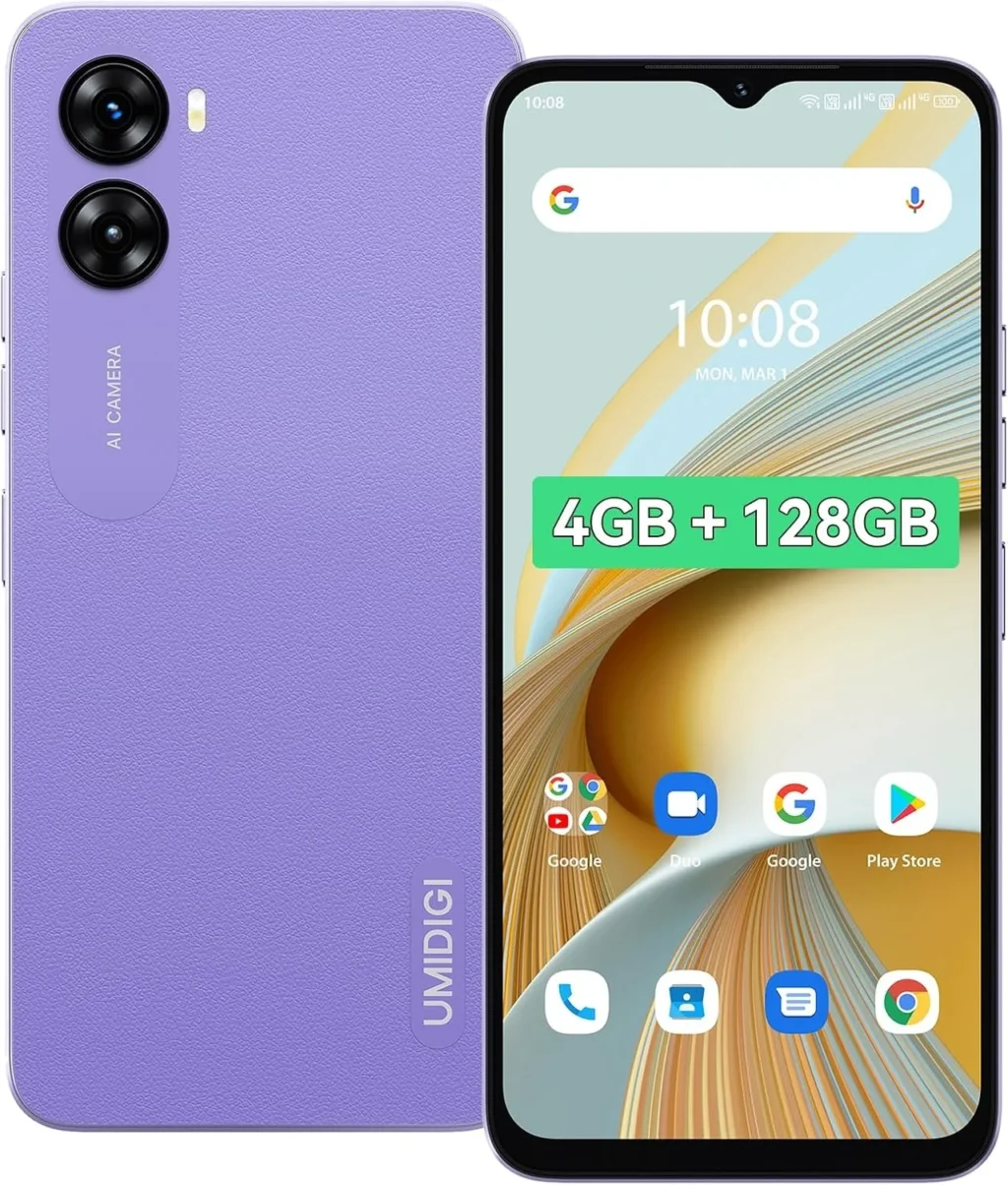 Unlocked UMIDIGI G3 Plus Smartphone: 4GB RAM 128GB Storage, 6.52" HD Display, 5150mAh Battery, Dual SIM Global 4G LTE