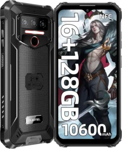 OUKITEL WP23 Plus Rugged Unlocked Smartphone with 10600mAh Battery, 128GB Storage, 6.52" Display, 13MP Camera, Android 15, IP68/69K, NFC, and Dual SIM (Black)