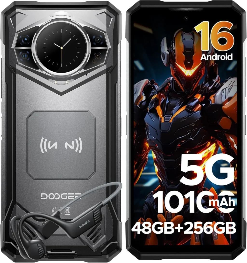 DOOGEE S200 5G Rugged Unlocked Smartphone: 10100mAh Battery, 120Hz Display, 48GB RAM + 256GB Storage, 100MP Camera, IP68/IP69K, Android 16