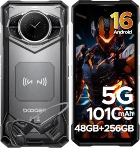 DOOGEE S200 5G Rugged Unlocked Smartphone: 10100mAh Battery, 120Hz Display, 48GB RAM + 256GB Storage, 100MP Camera, IP68/IP69K, Android 16
