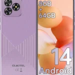 OUKITEL C53 Unlocked Smartphone: 6.6" HD+ Android 14, 8GB RAM 64GB (1TB Expandable), 4300mAh Battery, 13MP Camera, 4G Dual SIM - Purple for T
