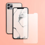 iPhone with tempered glass screen protector being applied showing bubble-free installation