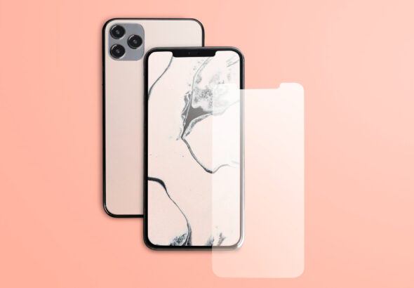 iPhone with tempered glass screen protector being applied showing bubble-free installation