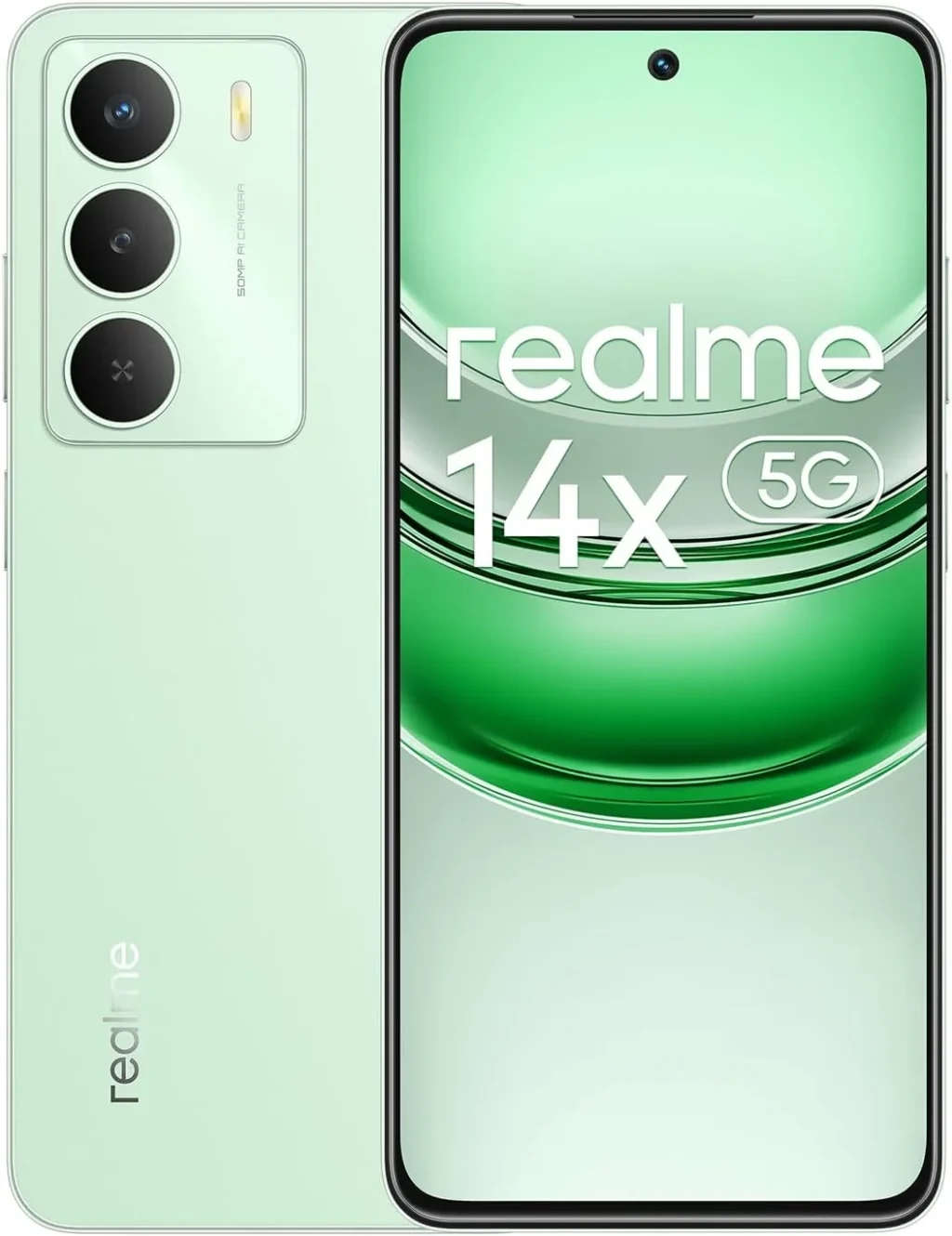 realme 14x 5G Smartphone 6+128GB, Peridot Green, 6.67-inch Screen, 120Hz Display, 5000mAh Battery, 50MP AI Camera, MediaTek Dimensity 6300, ArmorShell Protection, IP64