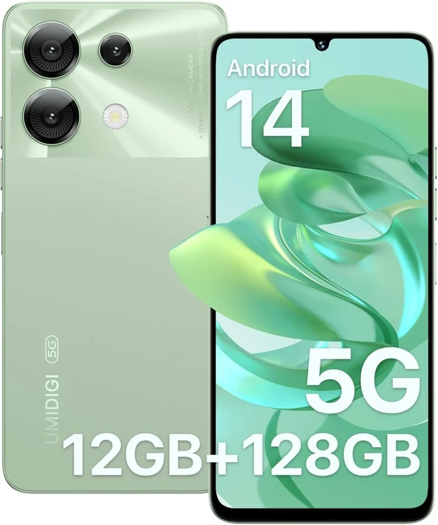 UMIDIGI G9 5G Cell Phone, Android 14 Unlocked Phones, 12(6+6) GB +128GB/1TB TF Expand, 5G Dual SIM, 50MP Camera, 6.75" HD+ 90Hz Display, AI Face & Fingerprint Unlock, 5000mAh Android Phone Green