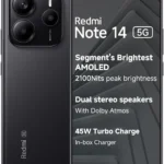 XIAOMI Redmi Note 14 5G + LTE (for Tmobile Mint Tello Global) (256GB + 8GB) 6.67" NFC 120Hz 108MP AI Triple Cam Unlocked Model 24094RAD4G Dual Sim (Midnight Black)