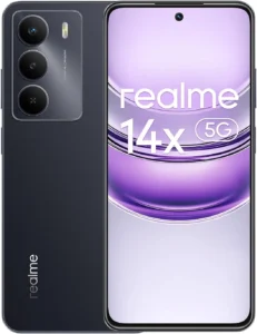 realme 14x 5G Smartphone 6+128GB, Carbon Black, 6.67-inch Screen, 120Hz Display, 5000mAh Battery, 50MP AI Camera, MediaTek Dimensity 6300, ArmorShell Protection, IP64