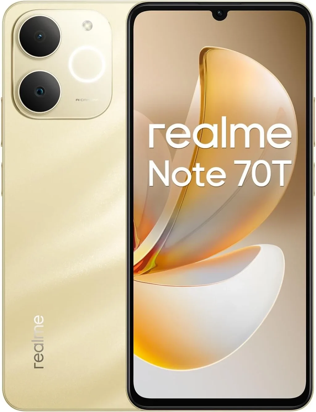 realme Note 70T 4G Smartphone 4+64GB, 6.75 inch Screen, Gold, 90Hz Display, 6000mAh Battery, 32MP Camera, Powerful Octa-core Processor, ArmorShell Protection, IP54