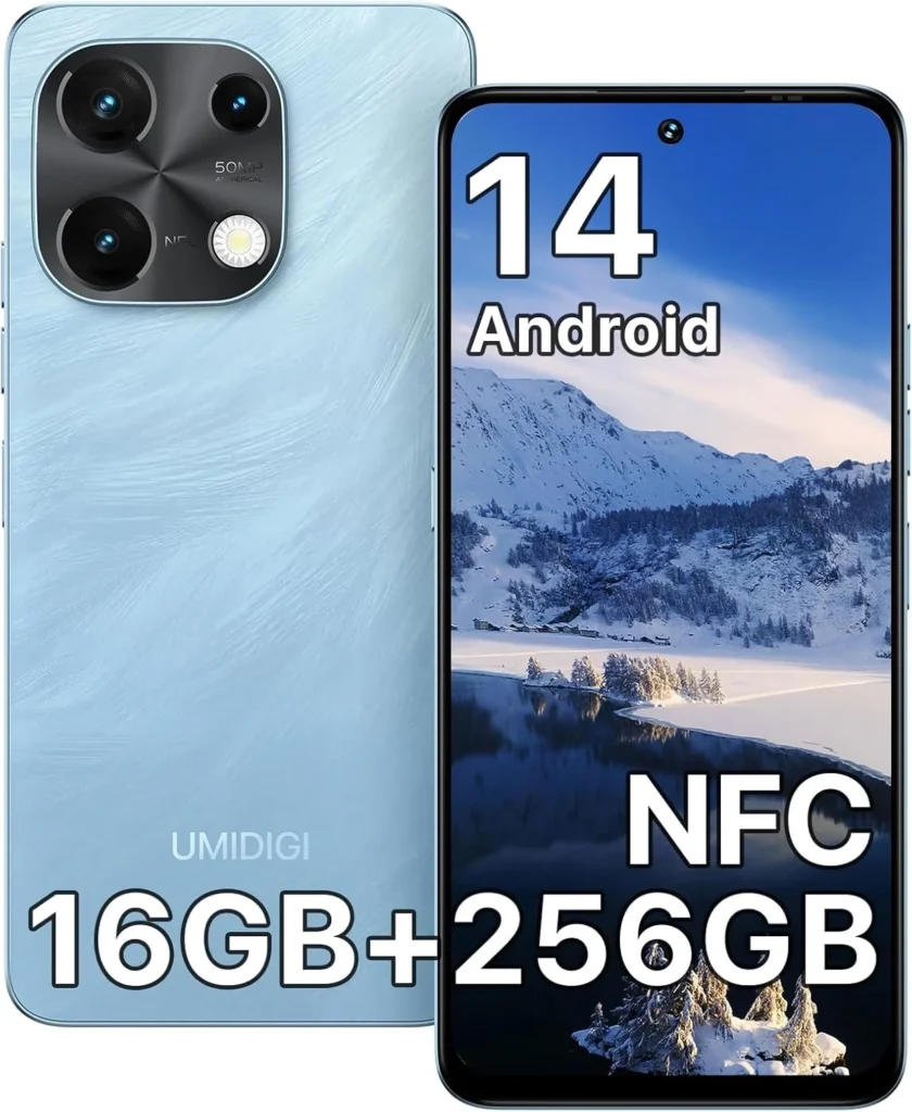 UMIDIGI Note 100 NFC Unlocked Phones,Android 14 Cell Phone,16(8+8) GB+256GB/TF 1TB,4G Dual SIM Android Phone,6.8''HD+120Hz Display,50MP Camera,5000mAh+20W Fast Charging,AI Face/Fingerprint Unlock,GPS