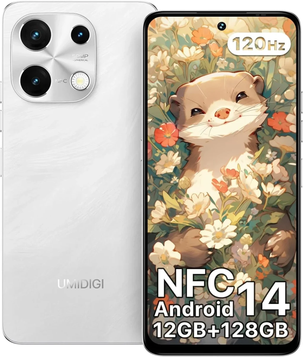 UMIDIGI Note 100 Unlocked Phones,Android 14 NFC Cell Phone,12(6+6) GB+128GB/ TF 1TB, 6.8''HD+120Hz Display,50MP Camera, 5000mAh+20W Fast Charge,Dual SIM Android Phones,Face ID+Fingerprint Unlock,GPS