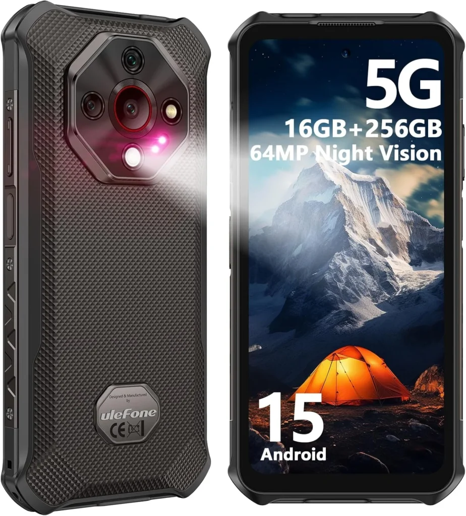 Ulefone Armor X16 Pro 5G Rugged Phone, 16GB+256GB/2TB, MTK Dimensity 6300 Android 15, 10360mAh(33W) 64MP+25MP Night Vision 6.56" 120Hz Display, Dual 5G, Waterproof, Widevine L1, NFC - Wasteland Shadow