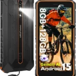 Ulefone RugKing 2 Pro Rugged Phone, 8(4+4) GB+128GB Octa-Core, 4500mAh, Android 15 Waterproof Phone, 5.45" HD+ Corning Gorilla Screen, 13MP+5MP Camera, Dock Charging, Al Assistant(Gemini), Orange
