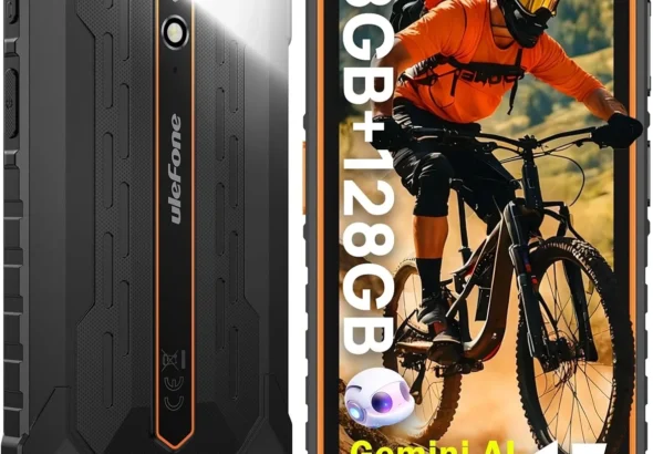 Ulefone RugKing 2 Pro Rugged Phone, 8(4+4) GB+128GB Octa-Core, 4500mAh, Android 15 Waterproof Phone, 5.45" HD+ Corning Gorilla Screen, 13MP+5MP Camera, Dock Charging, Al Assistant(Gemini), Orange