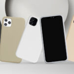 Minimalist iPhone 17 cases in neutral colors including black, beige, and white with slim protective design