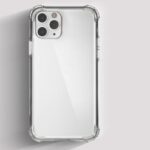 Clear iPhone 17 case showcasing the phone's original color and design with protective bumper edges