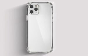 Clear iPhone 17 case showcasing the phone's original color and design with protective bumper edges