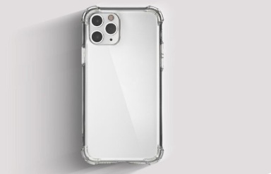 Clear iPhone 17 case showcasing the phone's original color and design with protective bumper edges